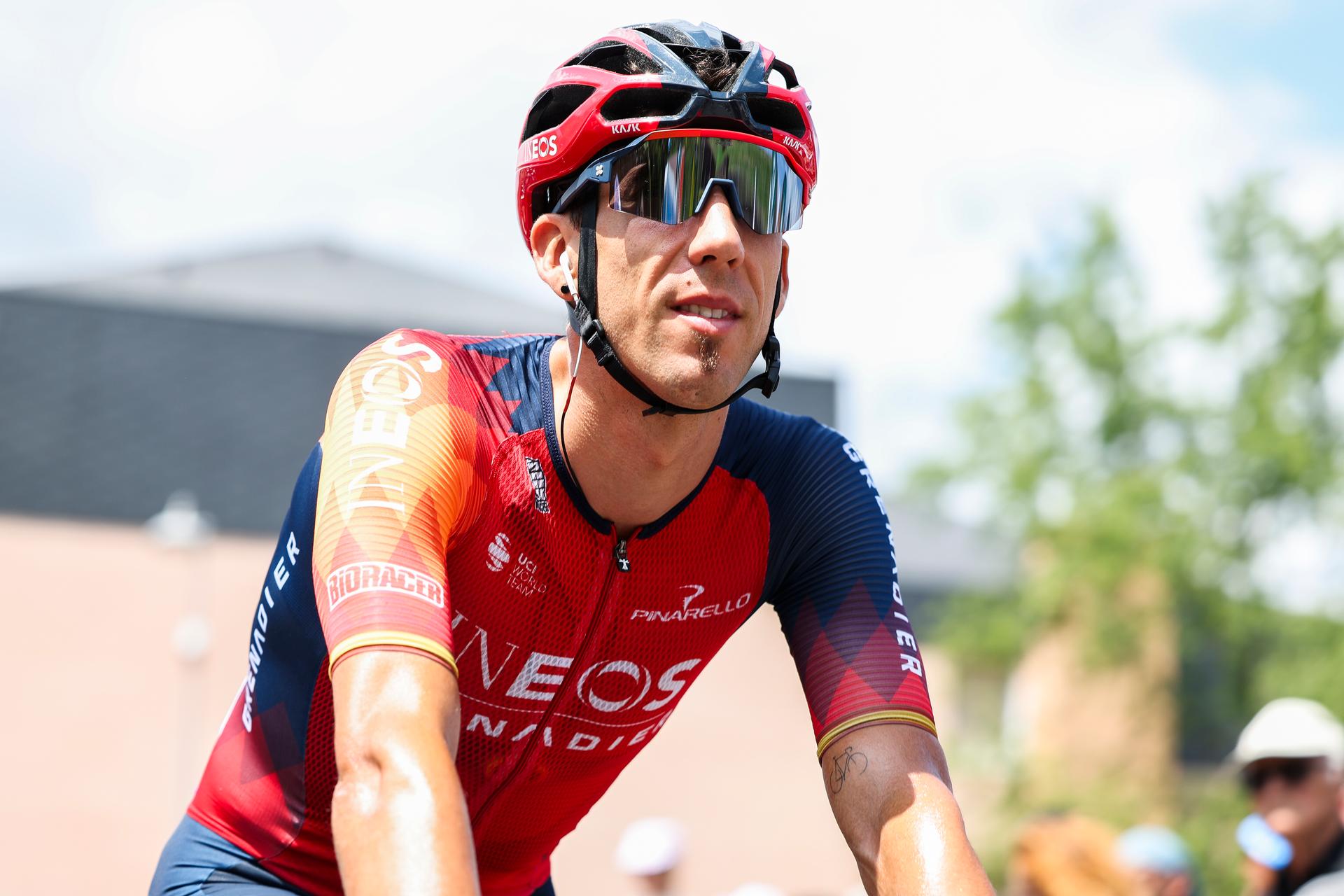 Spanish Omar Fraile Matarranz of Ineos Grenadiers pictured at the start of stage 20 of the Tour de France cycling race from Belfort to Le Markstein Fellering (133,5 km), France, Saturday 22 July 2023. This year's Tour de France takes place from 01 to 23 July 2023. BELGA PHOTO DAVID PINTENS