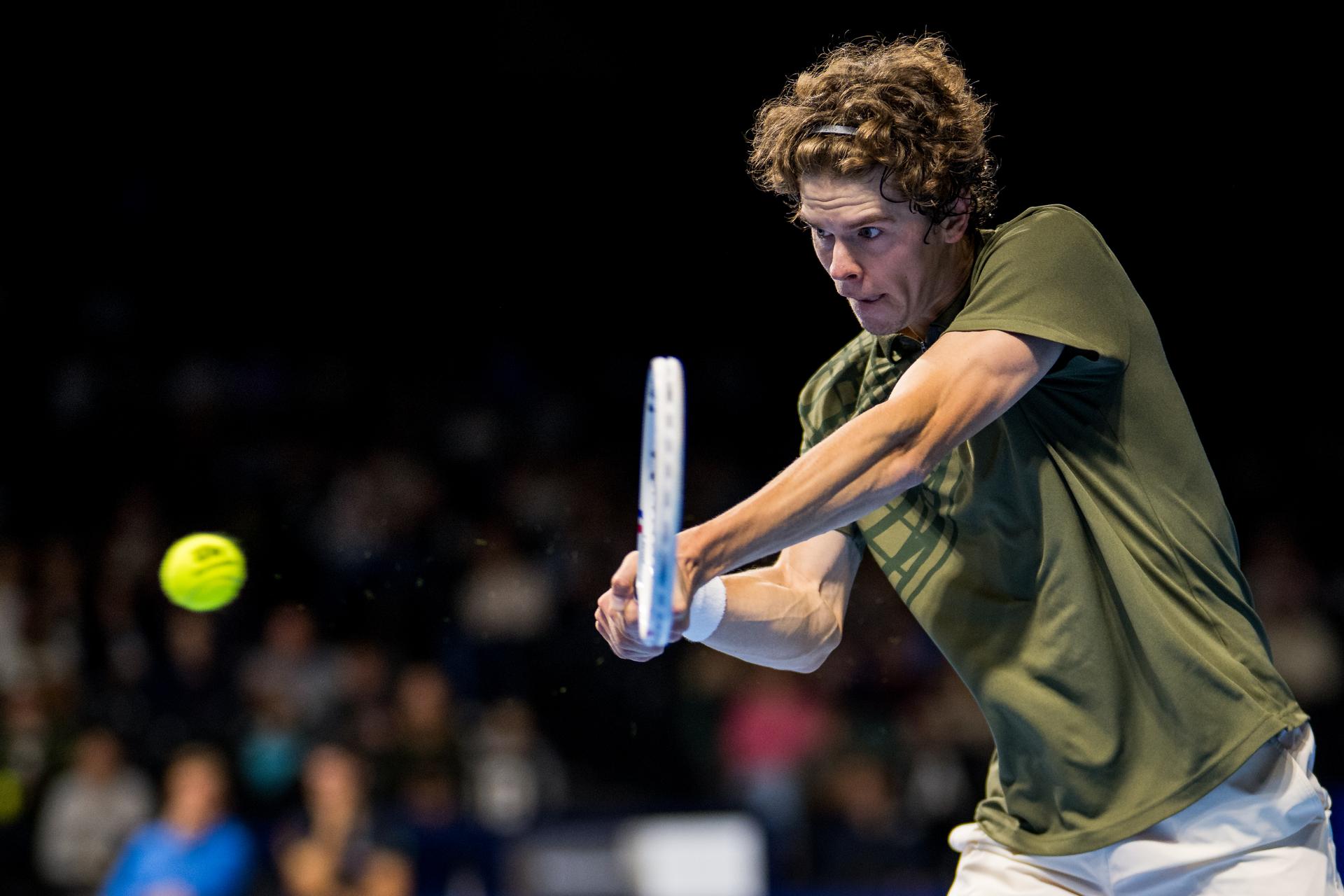 Belgian Alexander Blockx pictured in action during the European Open ATP tennis tournament in Brussels, on Sunday 12 October 2025. This year's edition of the tournament is taking place from 12 to 19 October 2025. BELGA PHOTO JASPER JACOBS