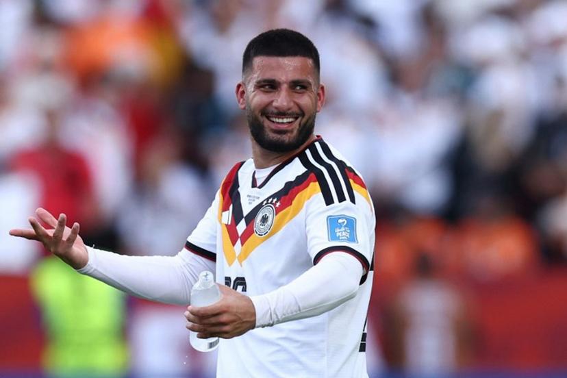 Germany's forward #26 Deniz Undav celebrates his team's victory at the end of the 2026 World Cup Group E football match between Germany and Ivory Coast at the Toronto Stadium in Toronto on June 20, 2026.   Cole Burston / AFP