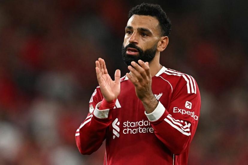 Liverpool's Egyptian striker #11 Mohamed Salah applauds fans after the English Premier League football match between Liverpool and Bournemouth at Anfield in Liverpool, north west England on August 15, 2025. Liverpool won the game 4-2. Paul ELLIS / AFP