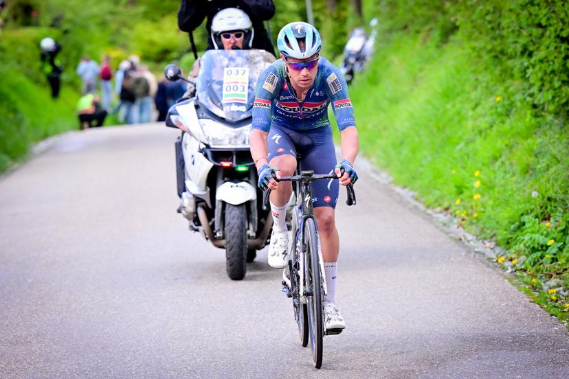 Dutch Pepijn Reinderink of Soudal Quick-Step pictured in action during the men elite 'Amstel Gold Race' one day cycling race, 257,4 km from Maastricht to Valkenburg, The Netherlands, Sunday 19 April 2026. BELGA PHOTO DIRK WAEM