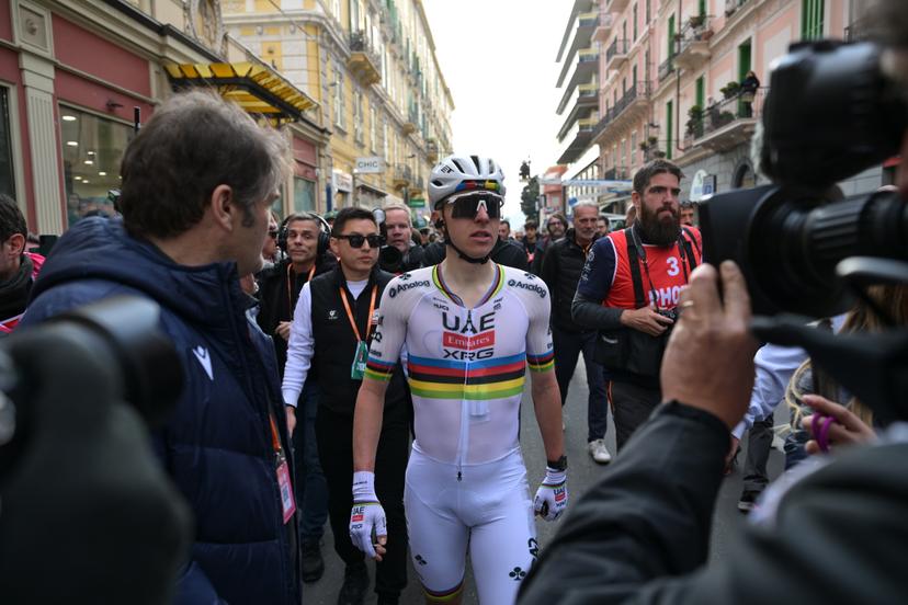 Slovenian Tadej Pogacar of UAE Team Emirates-XRG pictured after winning the 'Milano-Sanremo' one day cycling race for men, 298km from Milan to San Remo, Italy, Saturday 21 March 2026. BELGA PHOTO DAVID PINTENS
