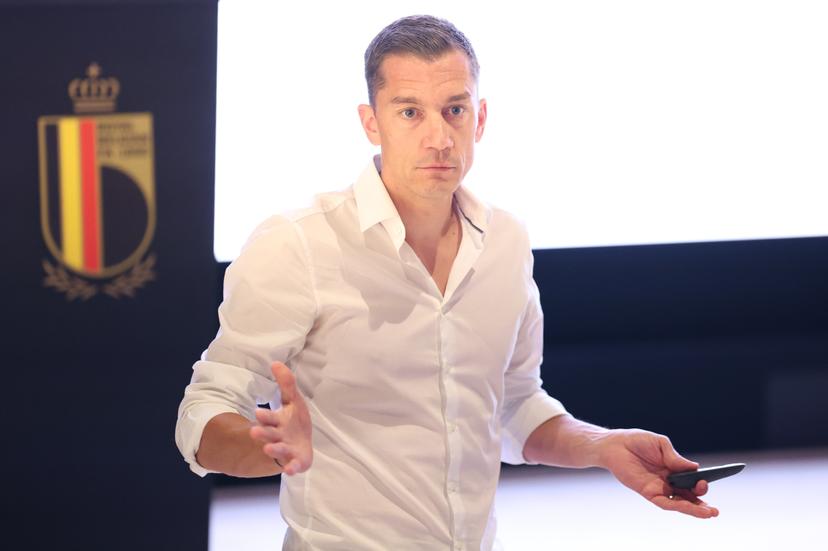 ACFF Director Jonathan Lardot gestures during a press conference of the Professional Refereeing Department (PRD) on the upcoming soccer season, Wednesday 15 July 2026 in Tubize. BELGA PHOTO VIRGINIE LEFOUR