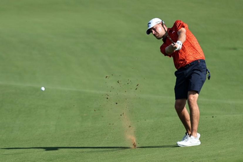 Denmark's Jeff Winther plays on the 9th hole during the final round of the DP World Tour Championship golf tournament in Abu Dhabi on November 10, 2024.  FADEL SENNA / AFP