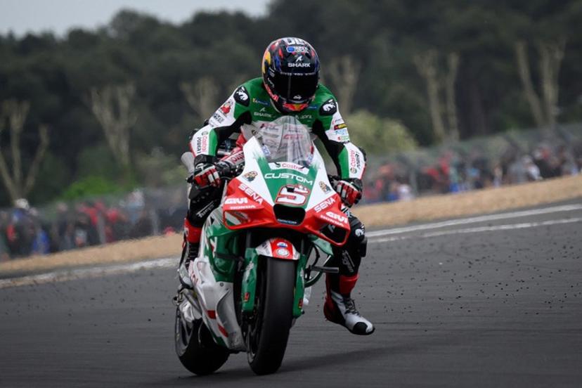 LCR Honda team's French MotoGP rider Johann Zarco rides during a France Moto GP Grand Prix free practice session at the Le Mans Circuit on May 9, 2025.   Loic VENANCE / AFP