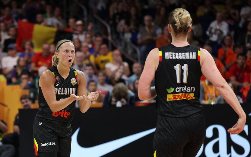 Belgium's Julie Allemand celebrates during a game between Belgian national basketball team Belgian Cats and Puerto Rico,  game 2 of the group phase at the FIBA Women's Basketball World Cup, on Sunday 6 September 2026, in Berlin, Germany. The FIBA Women's Basketball World Cup takes place in Berlin from 4 to 23 September 2026. BELGA PHOTO VIRGINIE LEFOUR