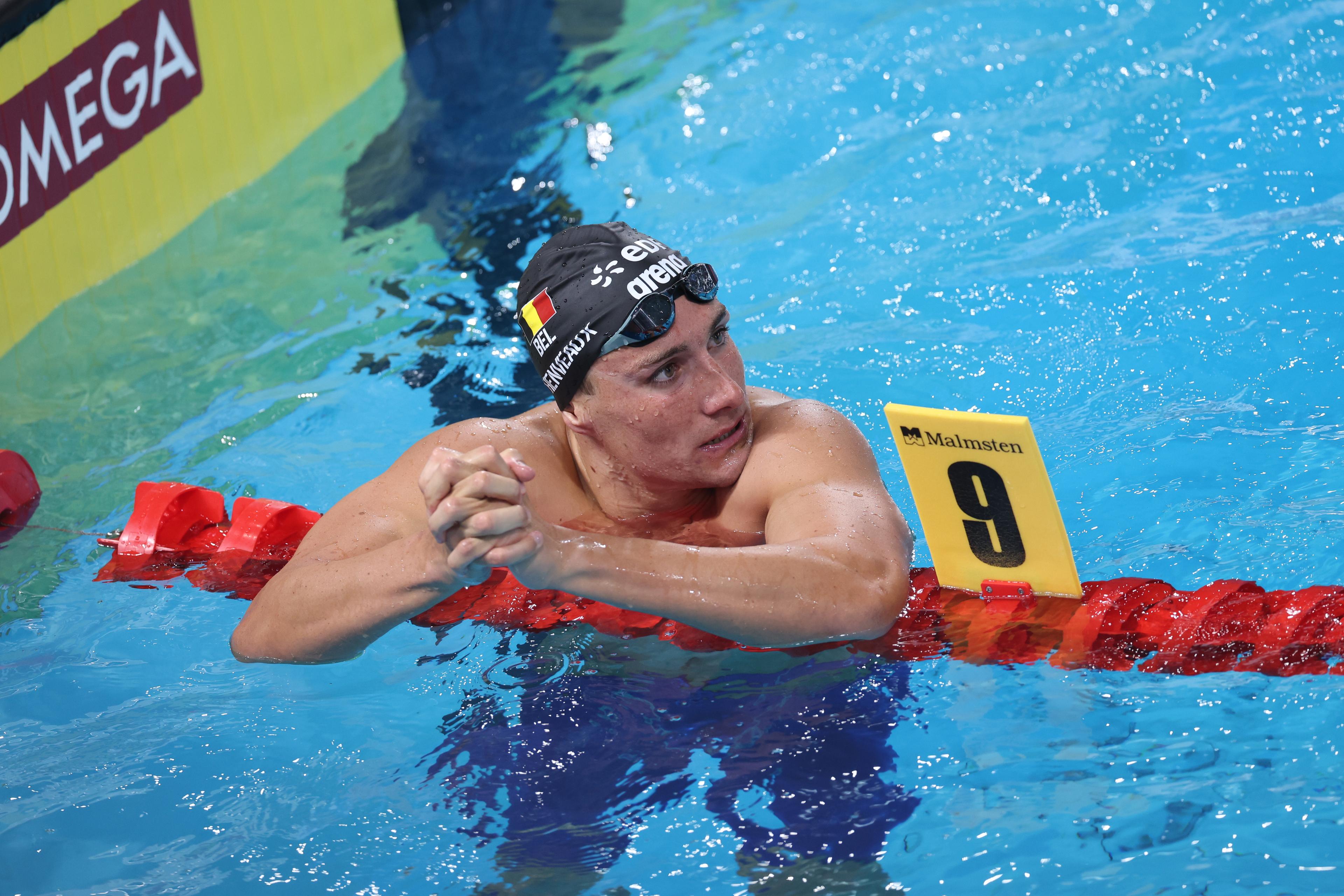Belgian Lucas Henveaux pictured in action at the final of the Men's 200m freestyle race  at the European Aquatics Championships in Paris, France on Friday 14 August 2026. BELGA PHOTO VIRGINIE LEFOUR