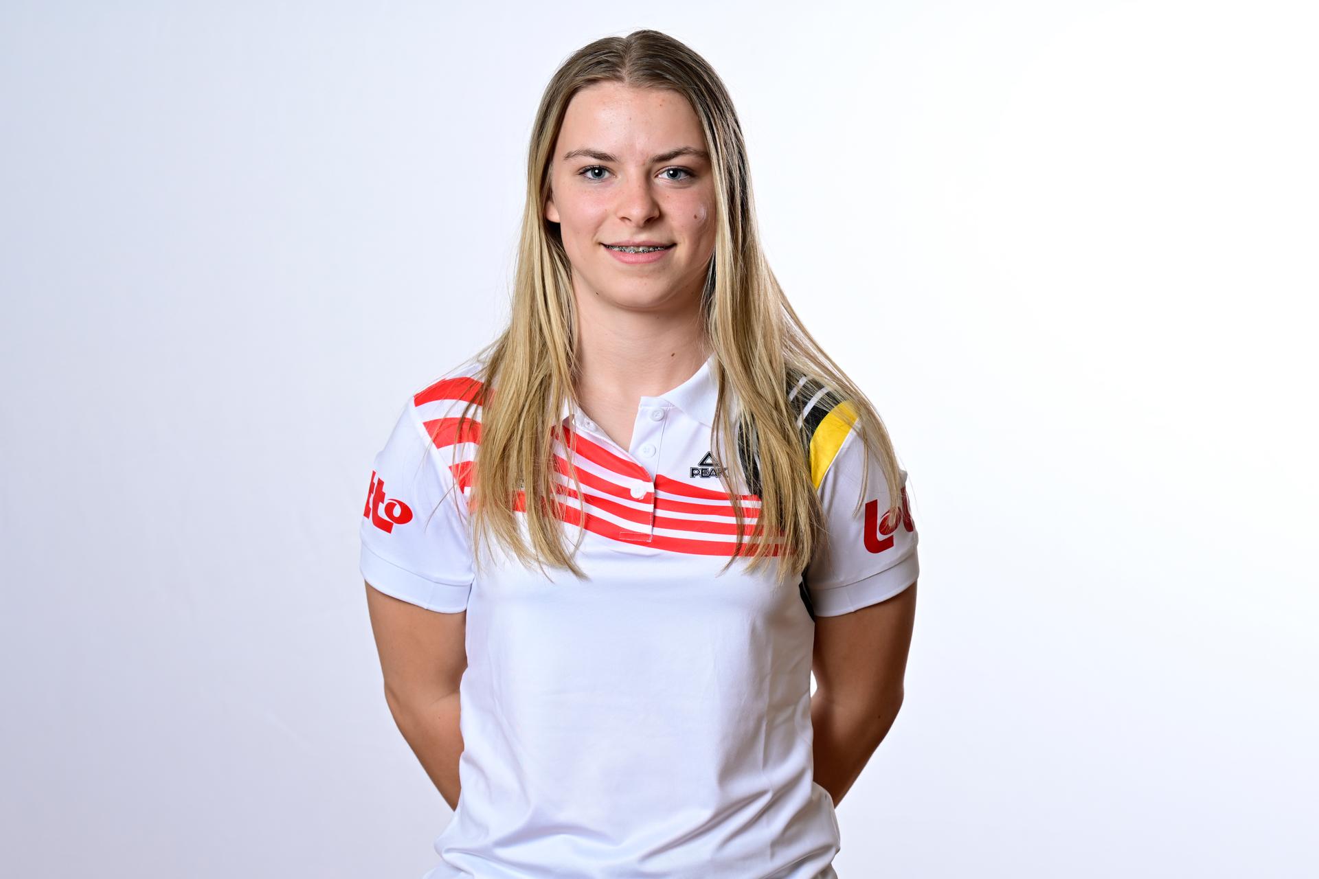 Lani Spiessens pictured during a press conference for the presentation of the Belgian delegation for the World Games in Chengdu, China (07-17/08) on Wednesday 18 June 2025 in Brussels. BELGA PHOTO DIRK WAEM