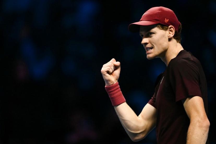 Italy's Jannik Sinner reacts during the men's single final match against Spain's Carlos Alcaraz at the ATP Finals tennis tournament, in Turin, on November 16, 2025.  Marco BERTORELLO / AFP