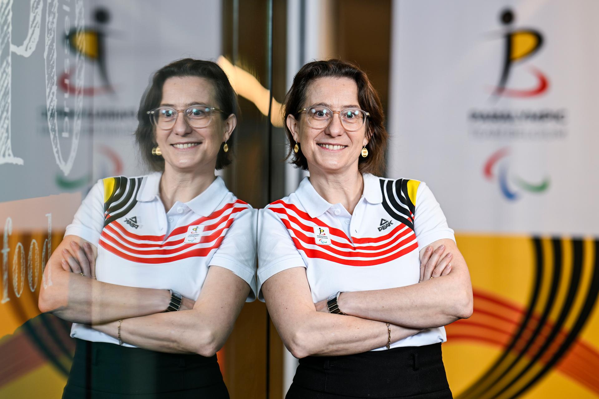 President of the Belgian Paralympic Committee Ellen Van Camp poses for the photographer after a press conference of the Paralympic Team Belgium to present the athletes representing Belgium at the 2026 Paralympic Winter Games in Cortina d'Ampezzo and Milan (from March 6 to 15), on Tuesday 24 February 2026, in Brussels. BELGA PHOTO TOM GOYVAERTS