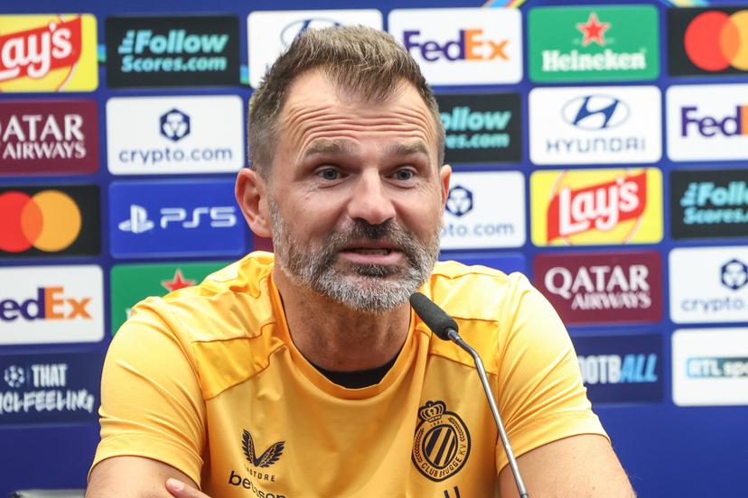 Club's head coach Ivan Leko is pictured during a press conference of Belgian soccer team Club Brugge KV, Monday 7 September 2026 in Knokke-Heist. Club is preparing for the first game in the UEFA Champions League league phase against English Aston Villa FC tomorrow. BELGA PHOTO BRUNO FAHY