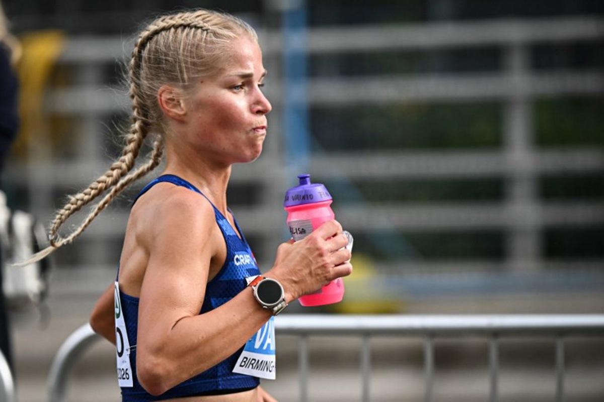 Finland's Alisa Vainio competes in the women's marathon during the European Athletics Championships in Birmingham on August 16, 2026.  Paul ELLIS / AFP