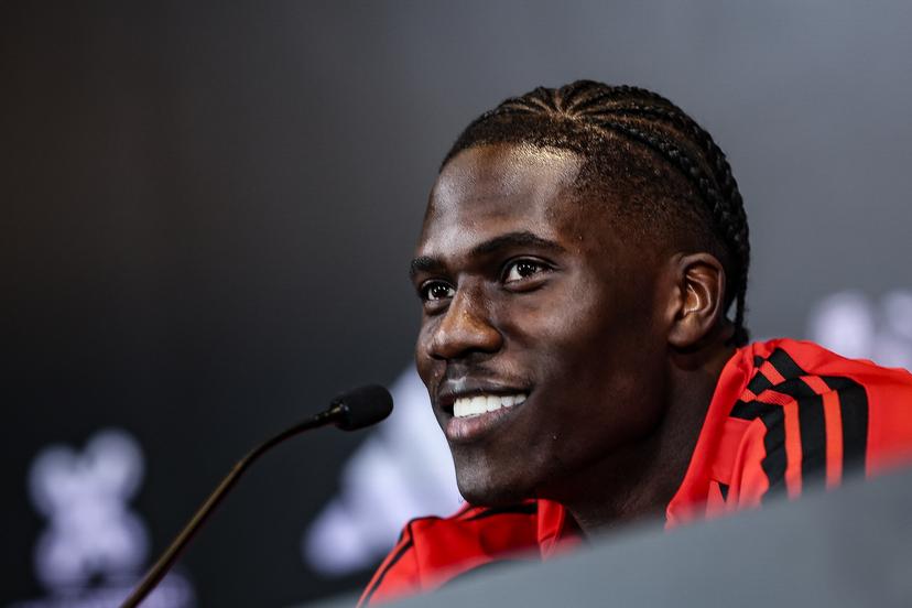 Belgium's Amadou Onana pictured during a press moment of the Red Devils, the Belgian national soccer team, at the Proximus Basecamp in Tubize, Wednesday 12 November 2025. The team is preparing for the matches against Kazachtstan (15/11) and Liechtenstein (18/11). BELGA PHOTO BRUNO FAHY