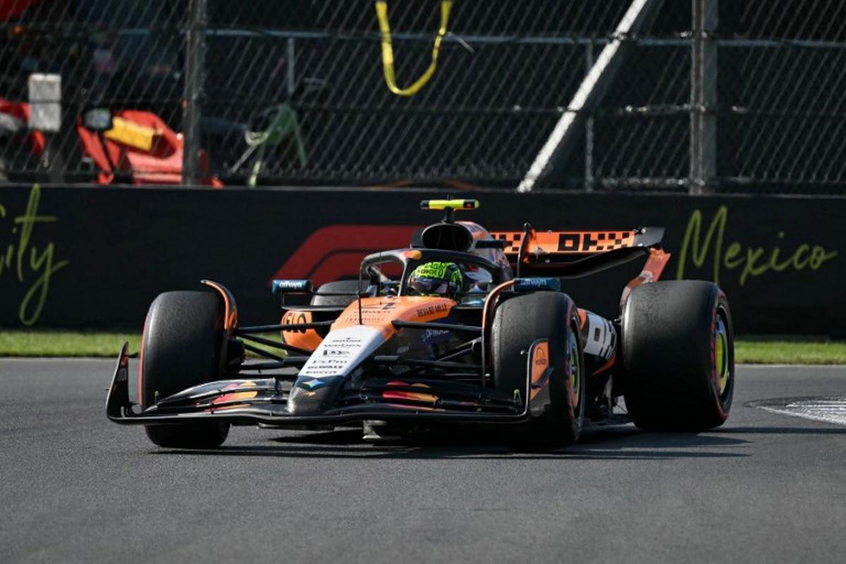 McLaren's British driver Lando Norris drives during the qualifying session of the Mexico City Formula One Grand Prix at the Hermanos Rodriguez racetrack in Mexico City on October 25, 2025.  Yuri CORTEZ / AFP