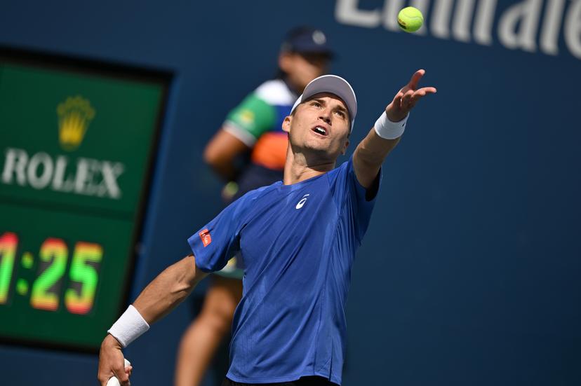 Belgian Raphael Collignon pictured in action during a tennis match against Norwegian Ruud, in the second round of the men's singles of the 2025 US Open Grand Slam tennis tournament in New York City, USA, Wednesday 27 August 2025. BELGA PHOTO TONY BEHAR