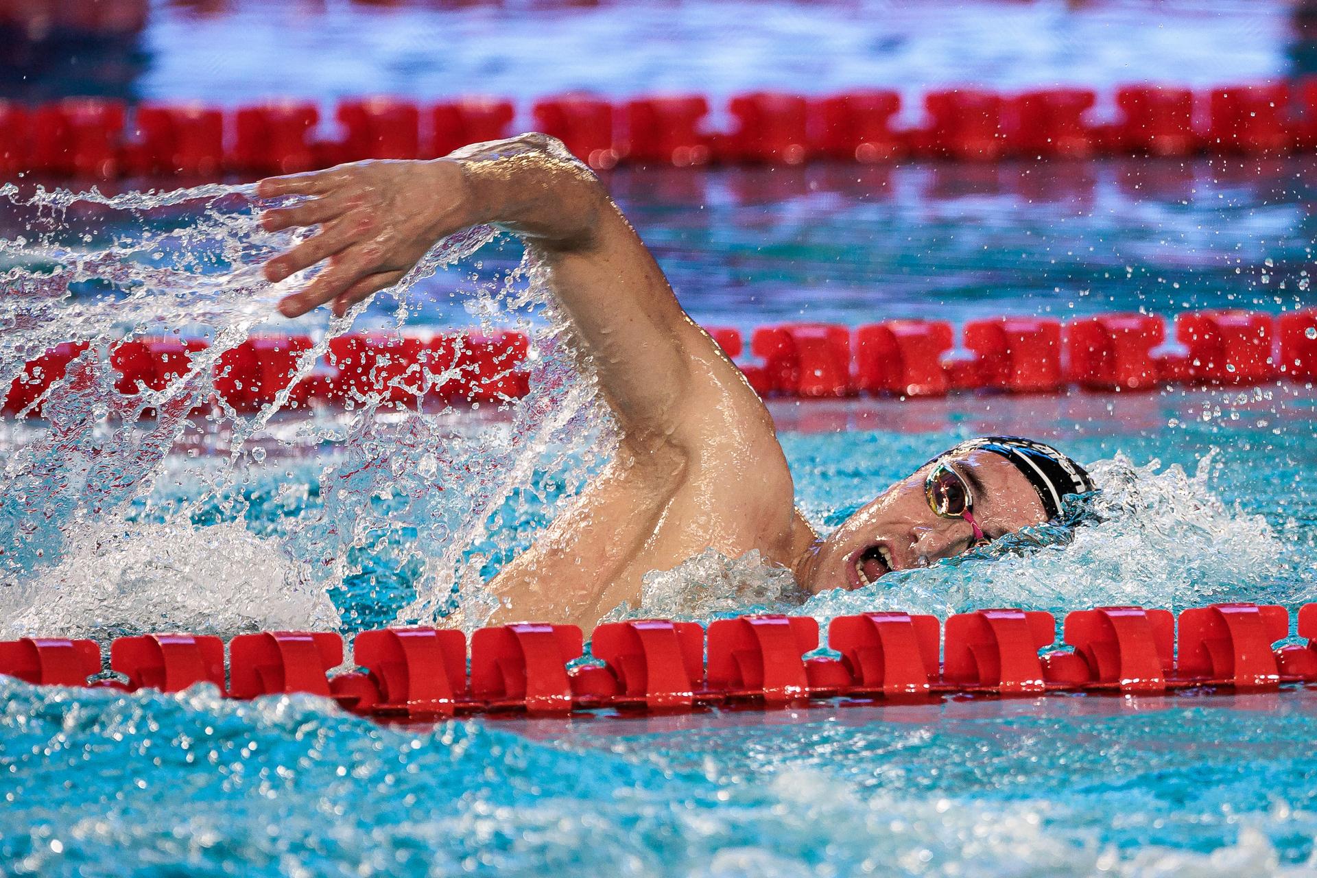 Lucas Henveaux of Belgium during Men's 800m Freestyle Final, in the European Aquatics Short Course Swimming Championships in Lublin, Poland, on Saturday 06 December 2025. BELGA PHOTO NIKOLA KRSTIC