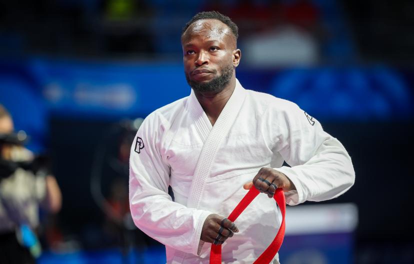 Belgian Florian Bayili celebrates after winning a Ju-Jitsu fight against Korean Seong Hyeon Joo for the semi-final, during the World Games 2025, in Chenghdu, China, on Monday 11 August 2025. This year, the World Games take place from 07 to 17 augustus. BELGA PHOTO VIRGINIE LEFOUR