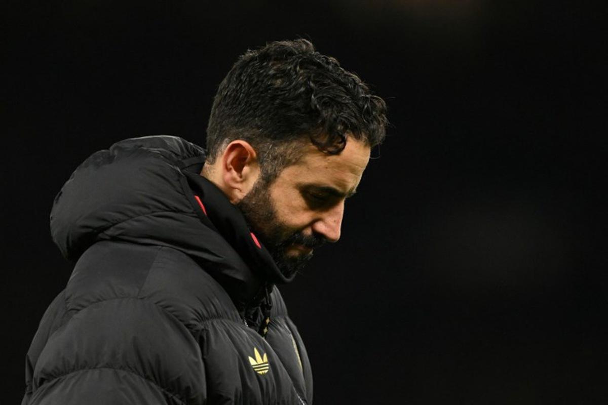 Manchester United's Portuguese head coach Ruben Amorim reacts at the end of the English Premier League football match between Manchester United and Wolverhampton Wanderers at Old Trafford in Manchester, north west England, on December 30, 2025.  Oli SCARFF / AFP