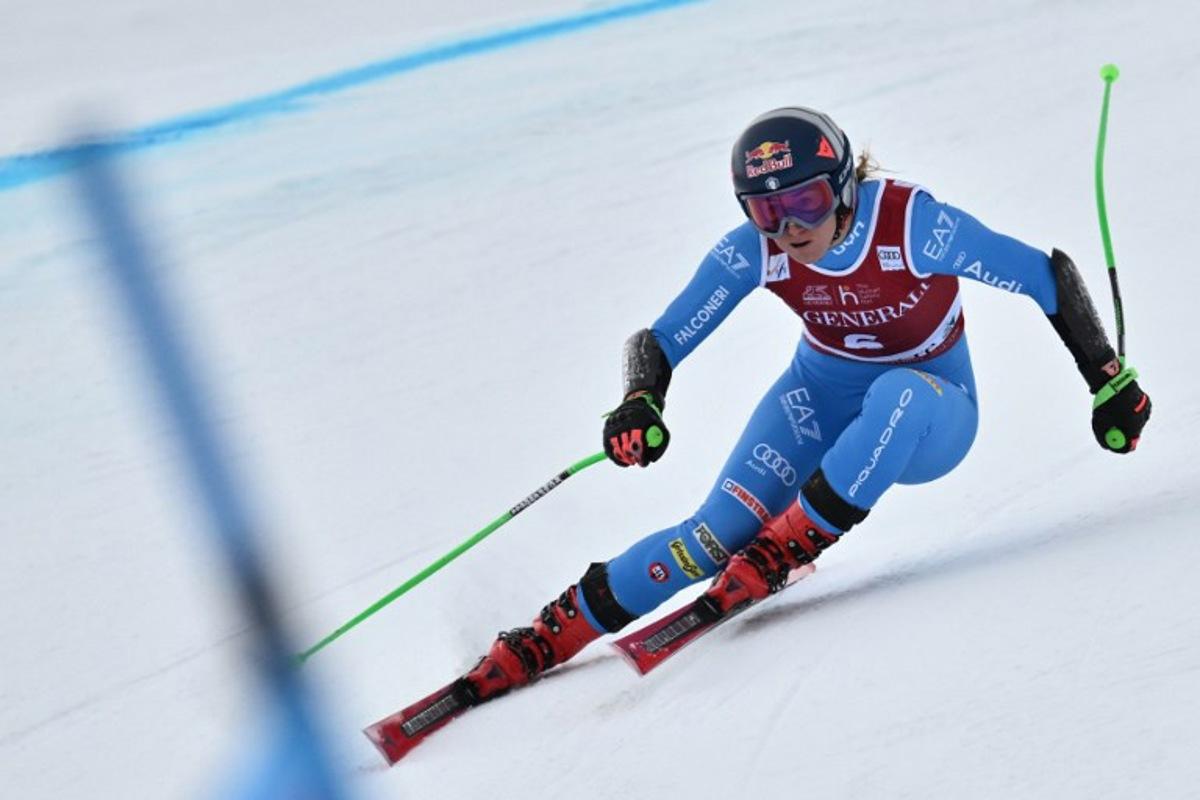 Italy's Sofia Goggia competes in the women's Super G event during the FIS Alpine Ski World Cup 2025-2026, in Val d'Isere, southwestern France, on December 21, 2025.  Jeff PACHOUD / AFP