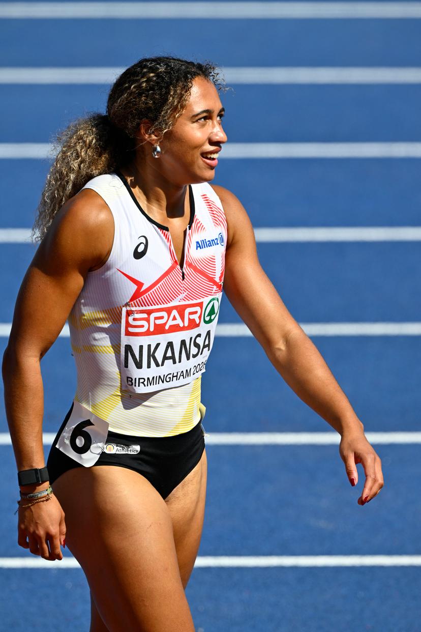 Belgian Delphine Nkansa pictured at the first round heats of the Women's 200m race, on the third day of the European Athletics Championships (August 10-18) in Birmingham, United Kingdom, on Wednesday 12 August 2026. BELGA PHOTO ERIC LALMAND