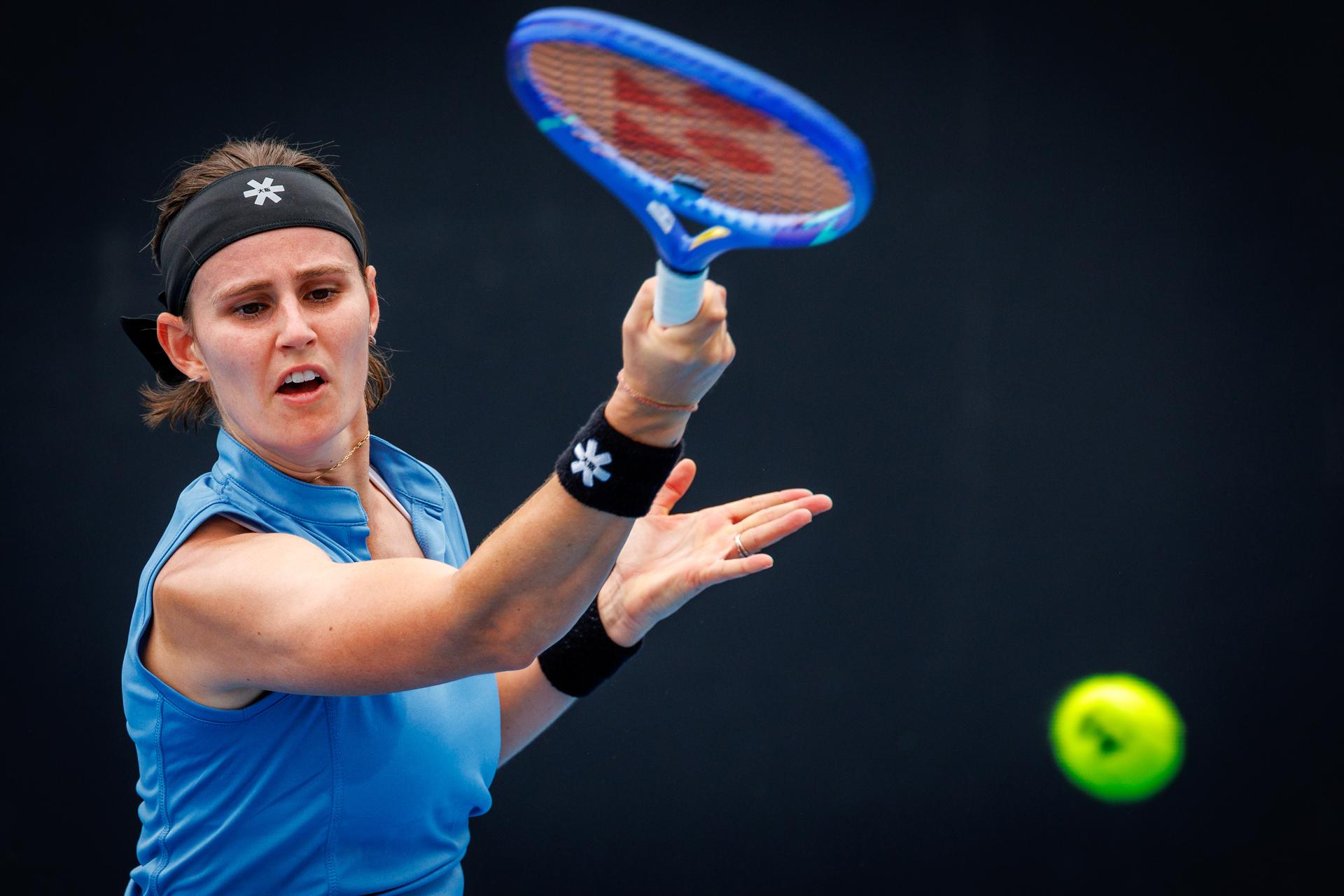 Belgium's Greet Minnen pictured in action during a third round qualifying match against Poland's Linda Klimovicova in the women singles at the Australian Open, Melbourne Park, Melbourne on Thursday 15 January 2026.  BELGA PHOTO PATRICK HAMILTON  --- BENELUX ONLY   ---
