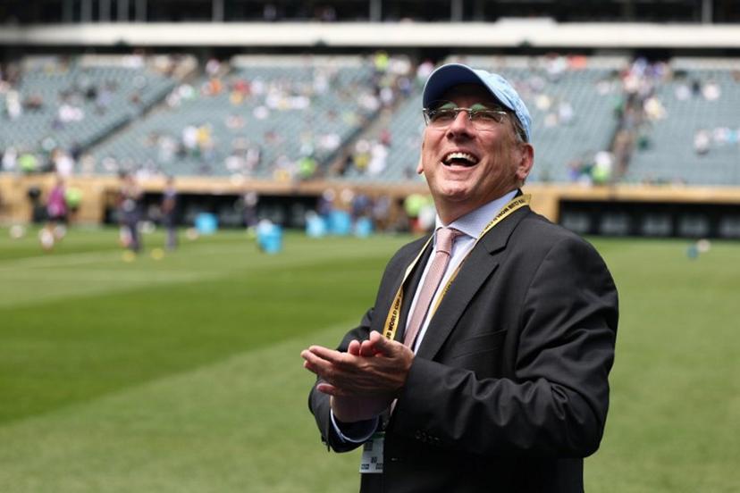 US businessman and owner of Botafogo John Textor acknowledges the crowd ahead the FIFA Club World Cup 2025 round of 16 all-Brazilian football match between Palmeiras and Botafogo at Lincoln Financial Field Stadium in Philadelphia on June 28, 2025.  FRANCK FIFE / AFP
