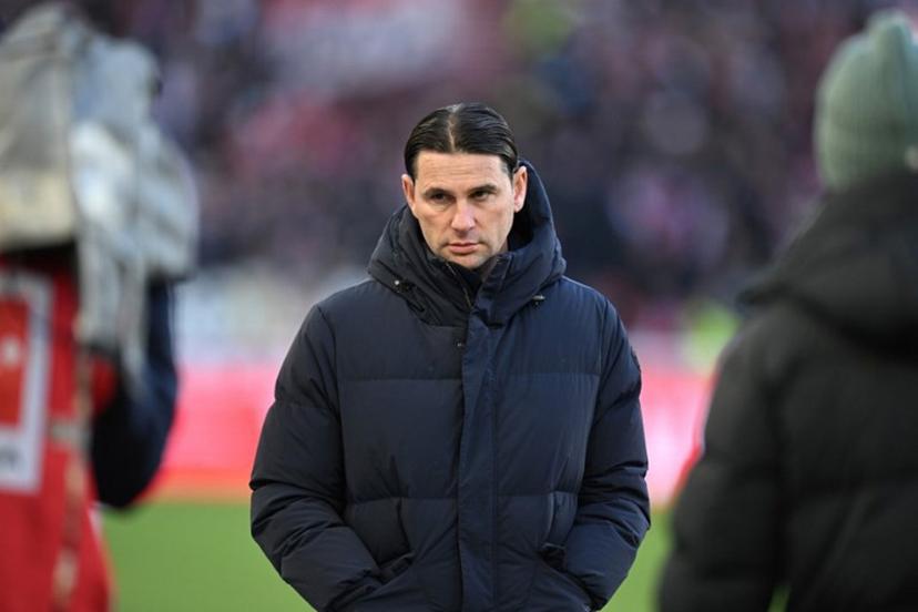 Moenchengladbach's Swiss headcoach Gerardo Seoane arrives for an interview prior to the German first division Bundesliga football club between VfB Stuttgart and Borussia Moenchengladbach in Stuttgart, southwestern Germany, on February 1, 2025.  THOMAS KIENZLE / AFP