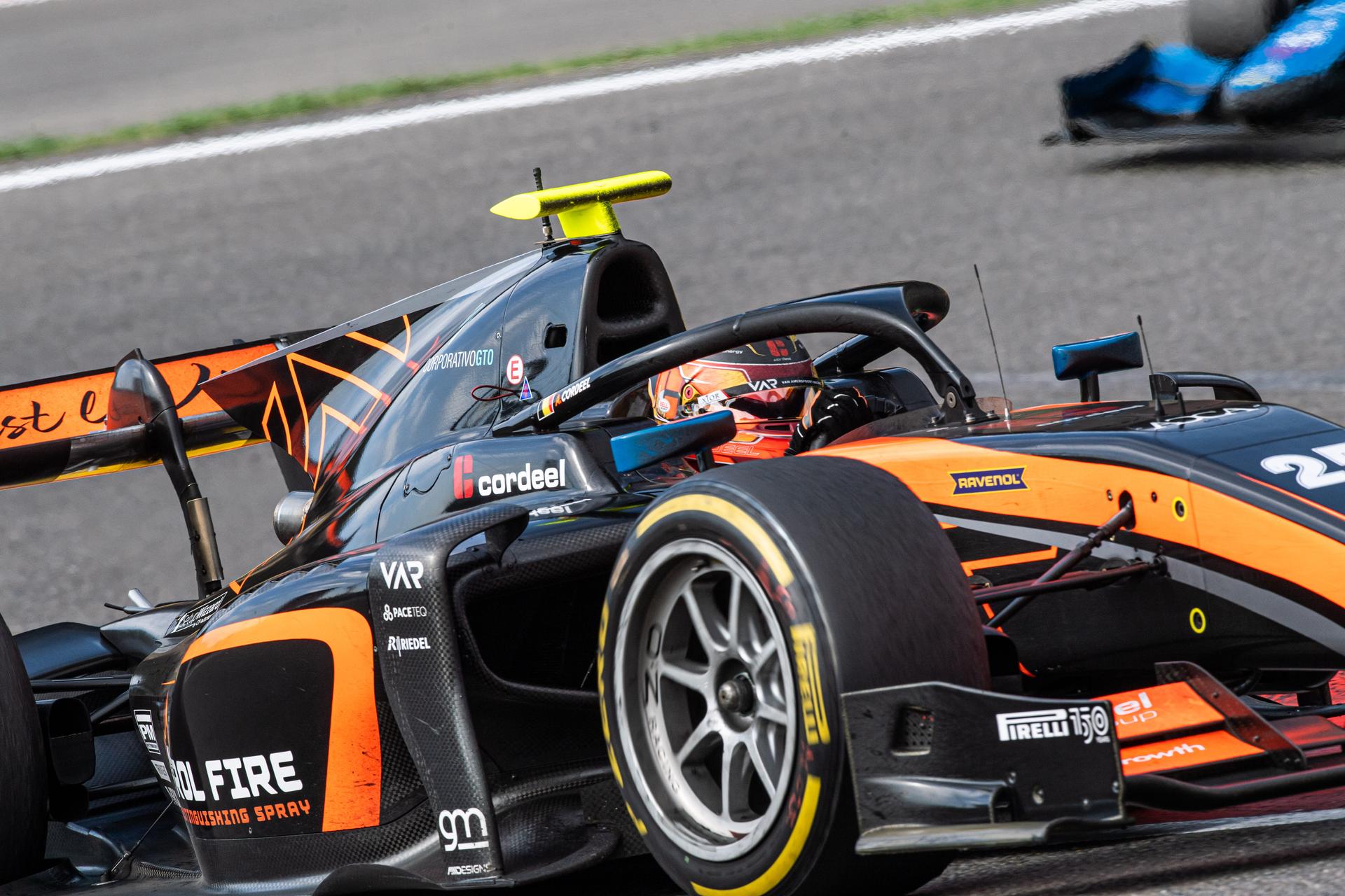 Belgian driver Amaury Cordeel pictured in action during the F2 Grand Prix of Belgium auto race, in Spa-Francorchamps, Sunday 28 August 2022. BELGA PHOTO JONAS ROOSENS
