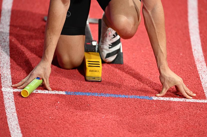 Illustration picture shows the hands of Belgian Julien Watrin, holding the relay baton at the start of the men 4x400m relay heats on the third and last day of the World Athletics Indoor Championships, in Belgrade, Serbia, Sunday 20 March 2022. The championships take place from 18 to 20 March. BELGA PHOTO JASPER JACOBS