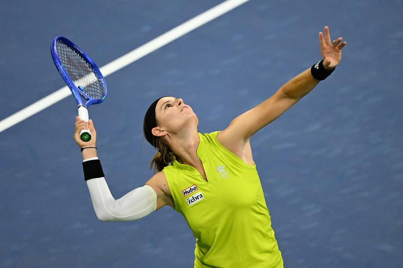 Belgian Greet Minnen pictured in action during a tennis match against Japanese Osaka, in the first round of the women's singles of the 2025 US Open Grand Slam tennis tournament in New York City, USA, Tuesday 26 August 2025. BELGA PHOTO TONY BEHAR