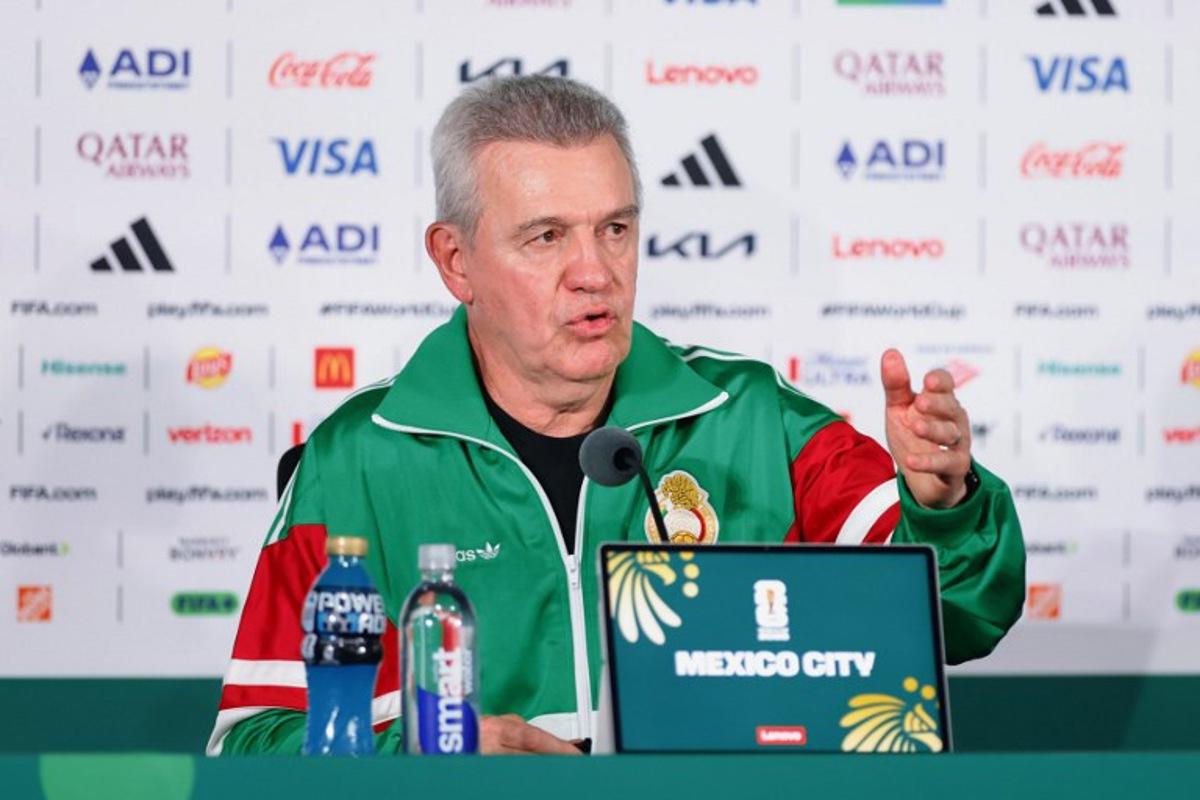 Mexico's head coach Javier Aguirre gives a press conference at the Mexico City Stadium in Mexico City on July 4, 2026, on the eve of the 2026 World Cup round of 16 football match between Mexico and England.  Rodrigo Oropeza / AFP