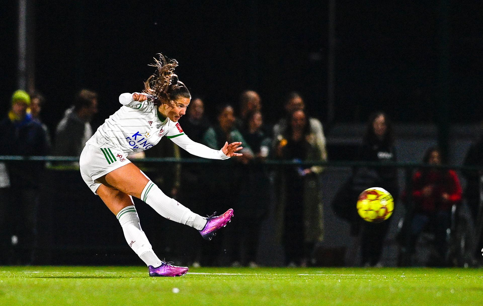 OHL Women's Luna Vanzeir pictured in action during a soccer match between OH Leuven and RSCA Women, Wednesday 27 April 2022, in Leuven, on day 8 of the play-offs of the Belgian 'Super League' women's first division. BELGA PHOTO DAVID CATRY