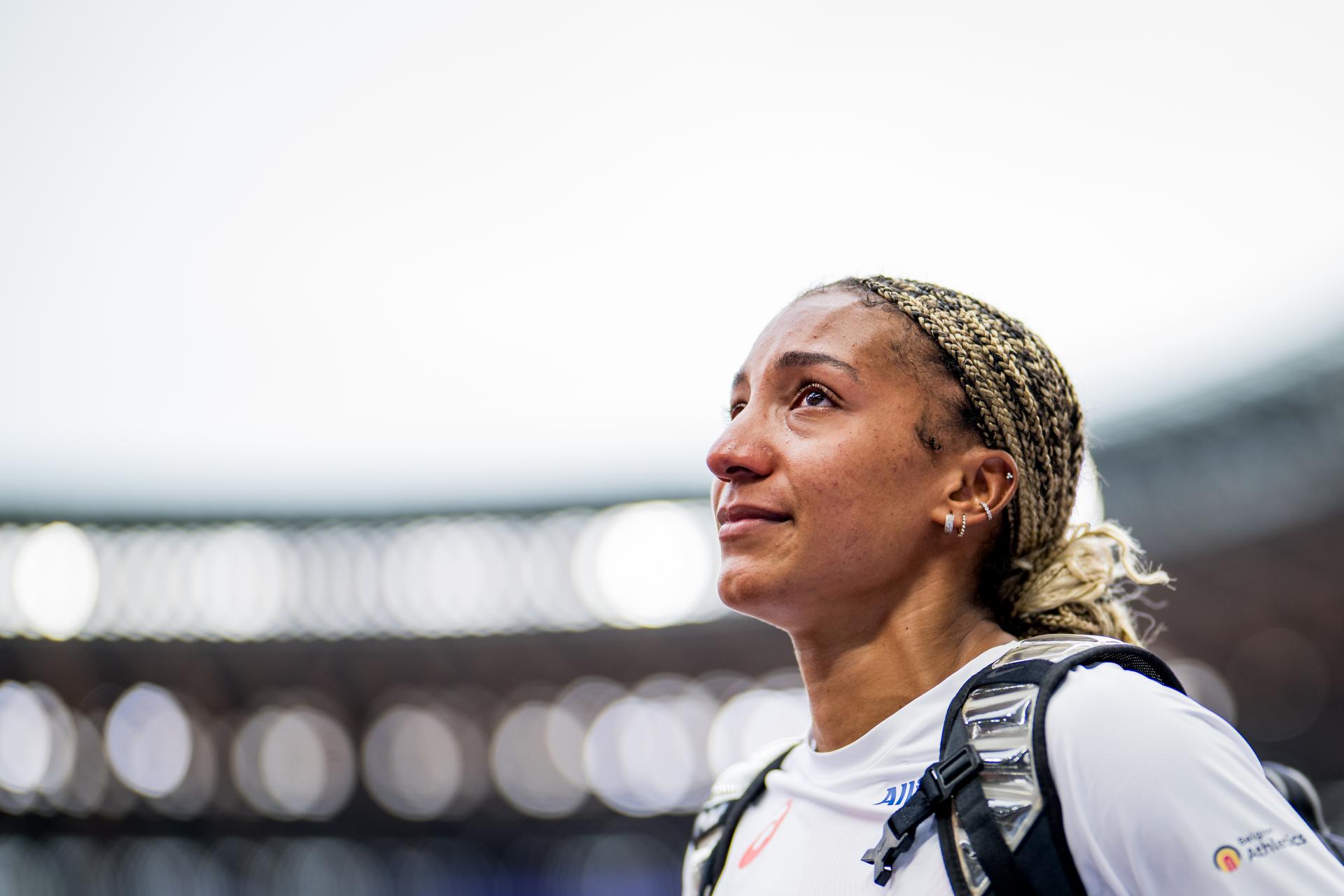 Belgian Nafissatou Nafi Thiam looks dejected after the Long Jump event of the women's Heptathlon competition, at the World Athletics Championships in Tokyo, Japan, on Saturday 20 September 2025. The outdoor Worlds are taking place from 13 to 21 September. BELGA PHOTO JASPER JACOBS