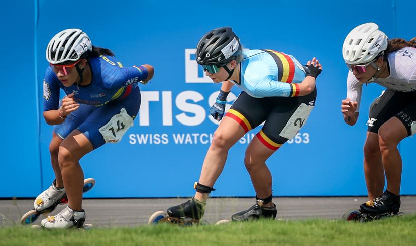 Belgian Jorun Geerts pictured during a speed skating competition during the World Games 2025, in Chenghdu, China, on Tuesday 12 August 2025. This year, the World Games take place from 07 to 17 augustus. BELGA PHOTO VIRGINIE LEFOUR