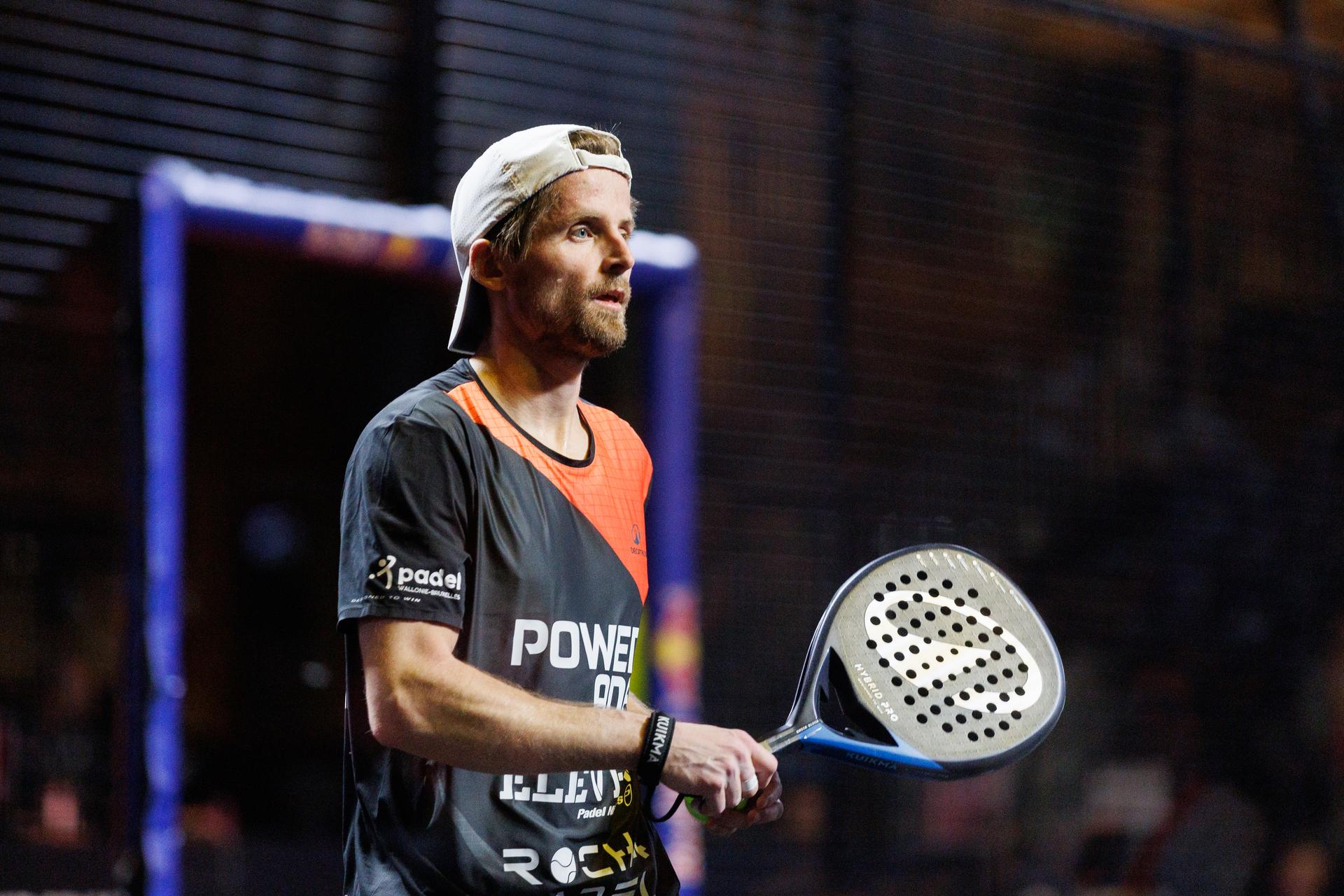 Clement Geens pictured during the Lotto Brussels Premier Padel competition (20-27/04), in Tour & Taxis, Brussels, on Tuesday 22 April 2025. BELGA PHOTO HATIM KAGHAT