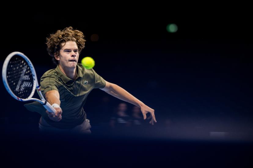 Belgian Alexander Blockx pictured in action during the European Open ATP tennis tournament in Brussels, on Monday 13 October 2025. This year's edition of the tournament is taking place from 12 to 19 October 2025. BELGA PHOTO JASPER JACOBS