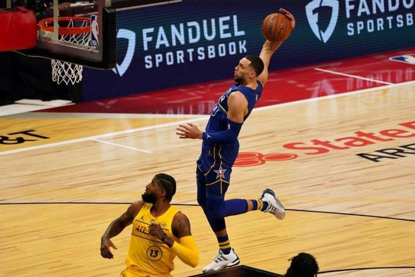 Zach LaVine of Team Durant drives to the basket during the 70th NBA All-Star Game at State Farm Arena in Atlanta, Georgia on March 7, 2021.  TIMOTHY A. CLARY / AFP