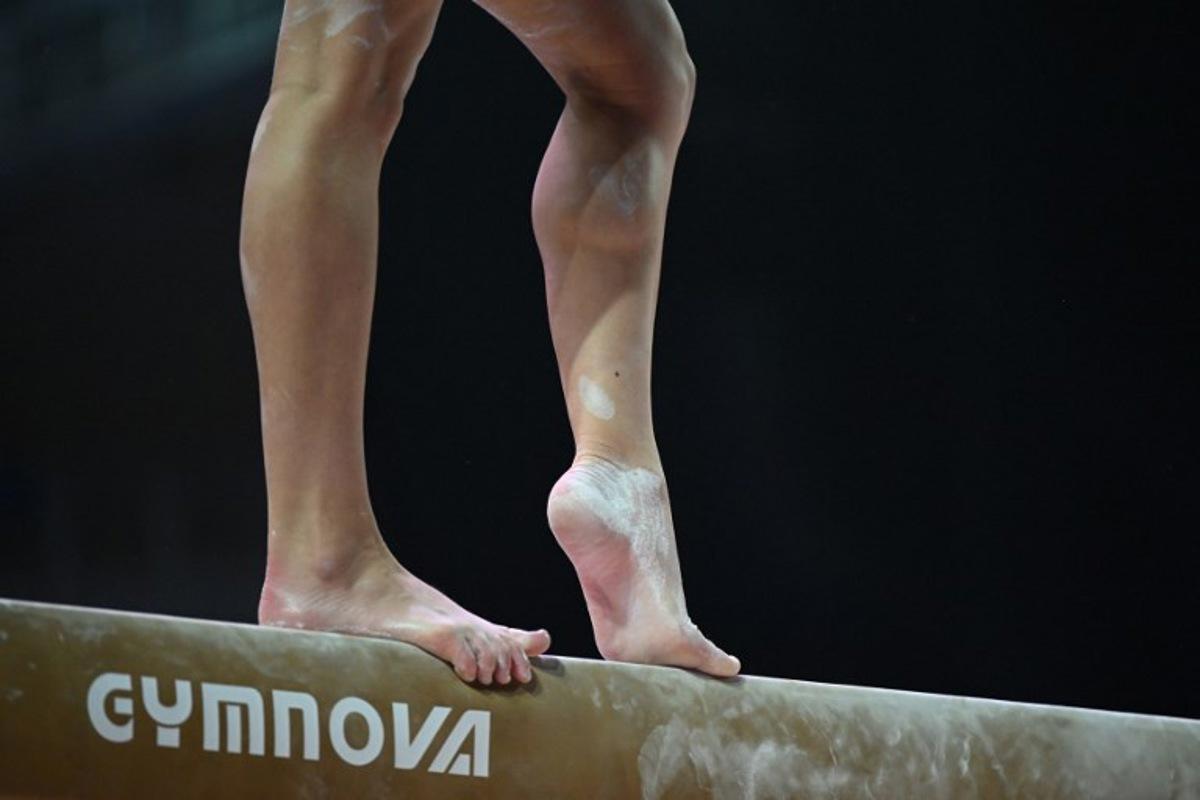 Hungary's Zsofia Kovacs performs on  the balance beam during the women's all-around event final of the 2023 Artistic Gymnastics European Championships in Antalya, on April 14, 2023.  OZAN KOSE / AFP