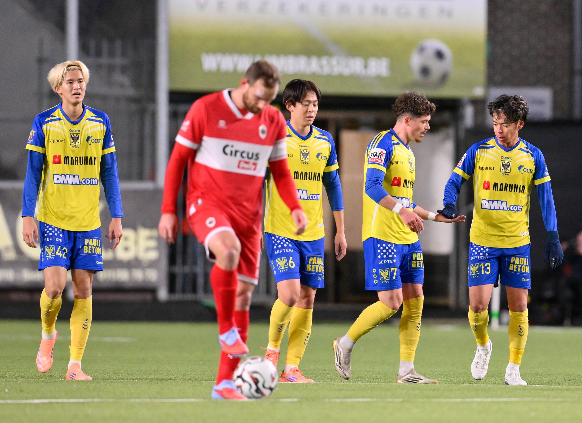 STVV's Ryotaro Ito celebrates during a soccer match between Sint-Truidense V.V. and Royal Antwerp FC, Sunday 02 November 2025 in Sint-Truiden, on day 13 of the 2025-2026 'Jupiler Pro League' first division of the Belgian championship. BELGA PHOTO JOHN THYS