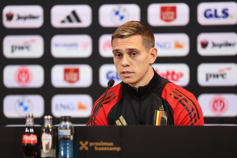Belgium's Leandro Trossard pictured at a press moment of the Red Devils, the Belgian national soccer team, at the Proximus Basecamp in Tubize, Tuesday 07 October 2025. The team is preparing for the matches against North Macedonia (10/10) and Wales (13/10). BELGA PHOTO VIRGINIE LEFOUR