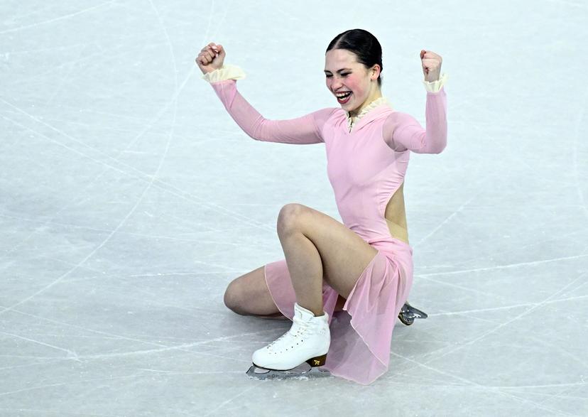 Belgian figure skater Nina Pinzarrone pictured in action during the short program of the Women's Figure Skating competition at the Milano Cortina 2026 Olympic Winter Games, on Tuesday 17 February 2026 in Milan, Italy. The XXV Winter Olympics take place from 6 to 22 February 2026 in Italy. BELGA PHOTO JASPER JACOBS