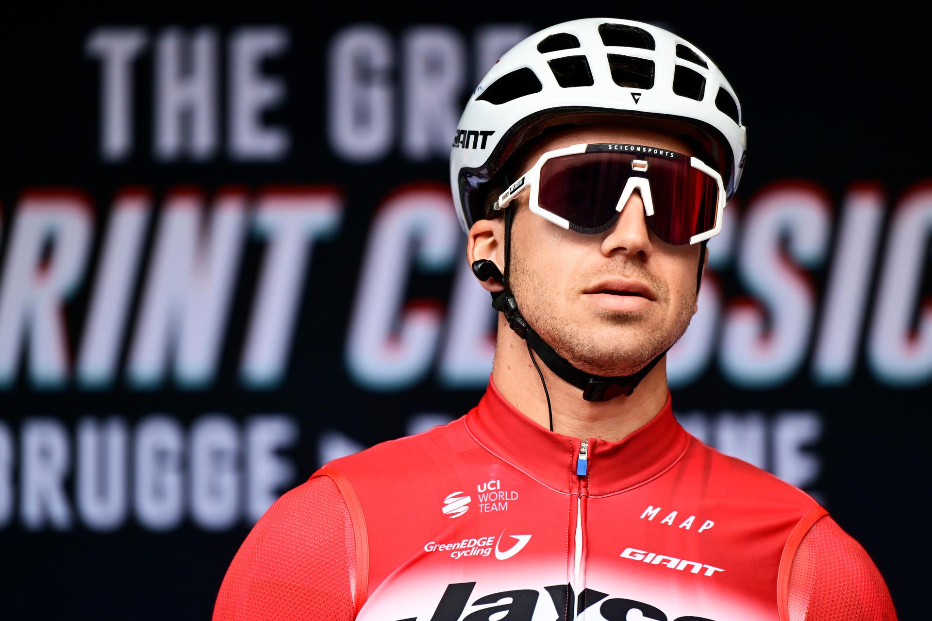 Dutch Dylan Groenewegen of Team Jayco AIUIa pictured at the start of the 'Classic Brugge-De Panne' men's elite one-day cycling race, 195,6 km from Brugge to De Panne, Wednesday 26 March 2025. BELGA PHOTO DIRK WAEM