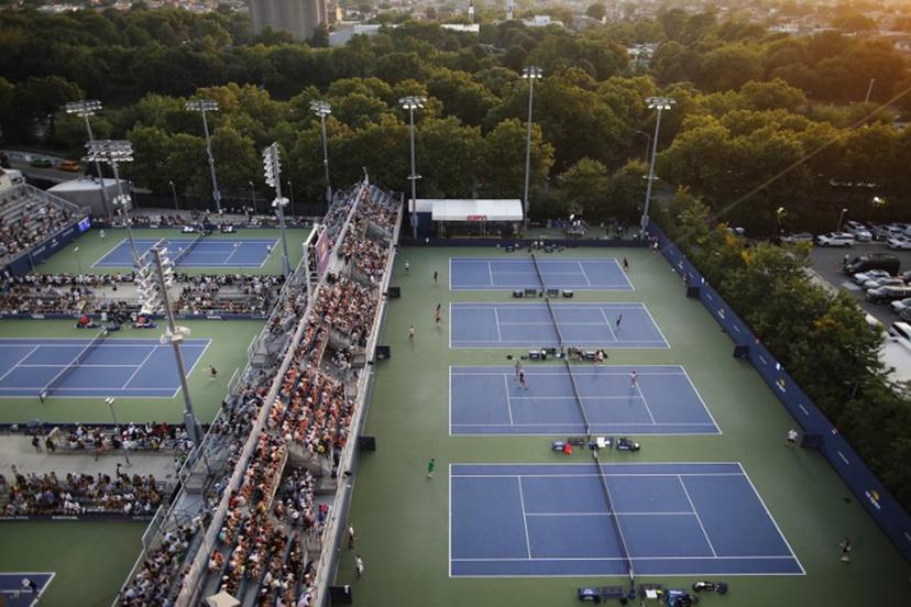 View of the courts on day one of the US Open tennis tournament at the USTA Billie Jean King National Tennis Center in New York City, on August 26, 2024.  KENA BETANCUR / AFP