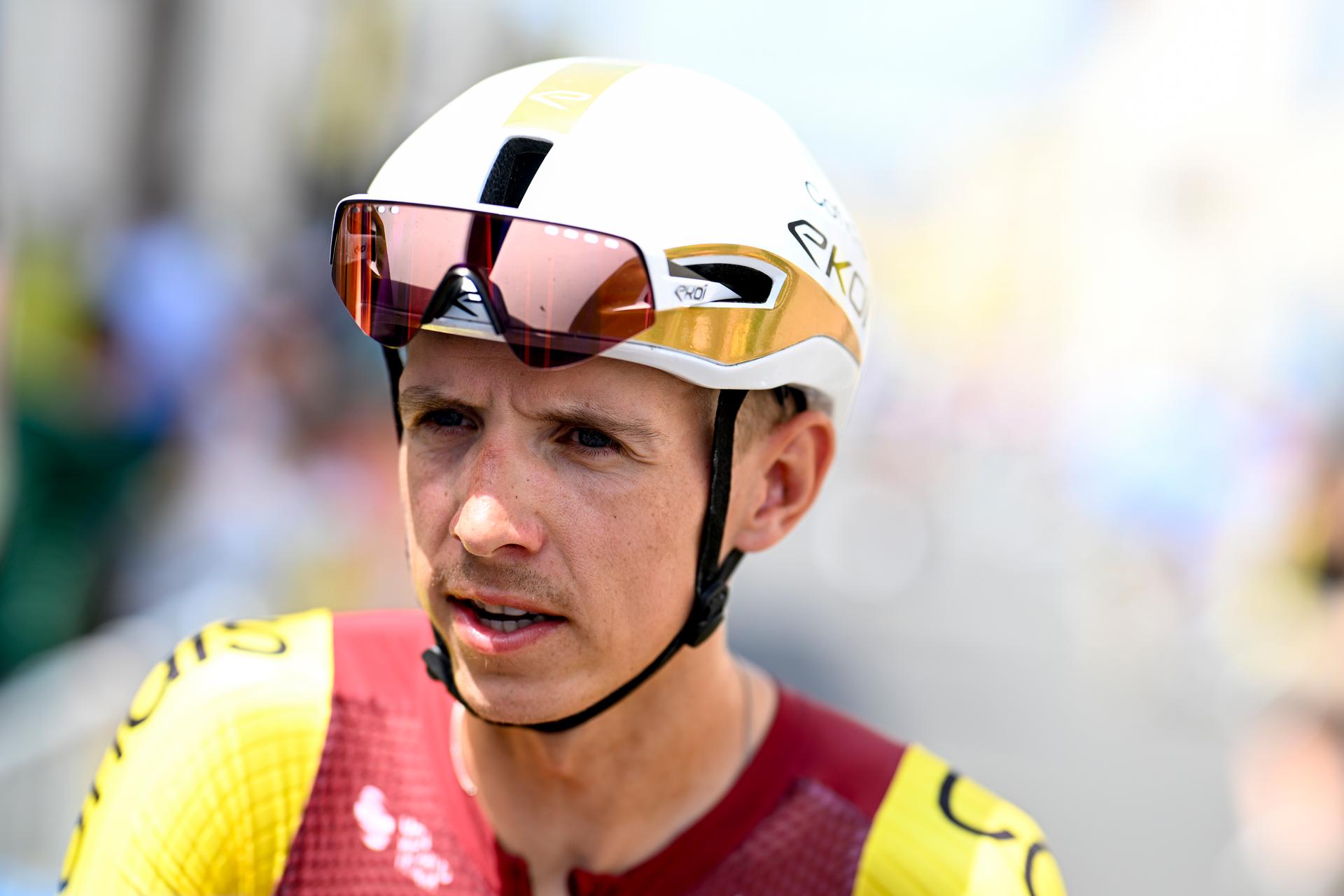Belgian Dylan Teuns of Cofidis pictured at the start of stage 10 of the 2025 Tour de France cycling, from Ennezat to Le Mont-Dore Puy de Sancy (169 km), on Monday 14 July 2025 in France. The 112th edition of the Tour de France starts on Saturday 5 July in Lille, France, and will finish in Paris, France on the 27th of July. BELGA PHOTO JASPER JACOBS