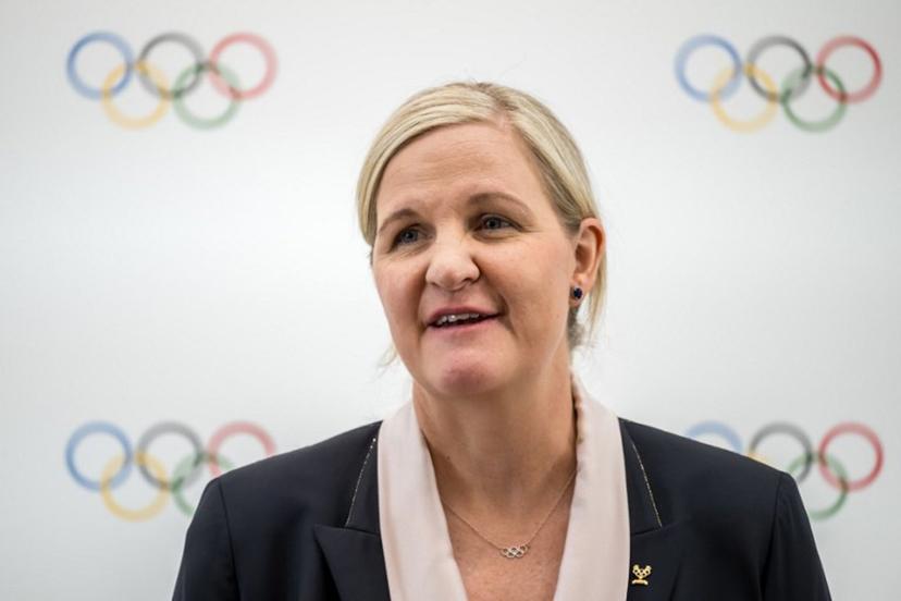 Candidate to the presidency of the International Olympic Committee (IOC) Kirsty Coventry speaks during a press conference following a presentation before fellow IOC members, in Lausanne on January 30, 2025. Seven candidates are competing in the elections for the IOC presidency at the 143rd IOC Session, to be held in Greece from March 18 to 21, 2025. FABRICE COFFRINI / POOL / AFP