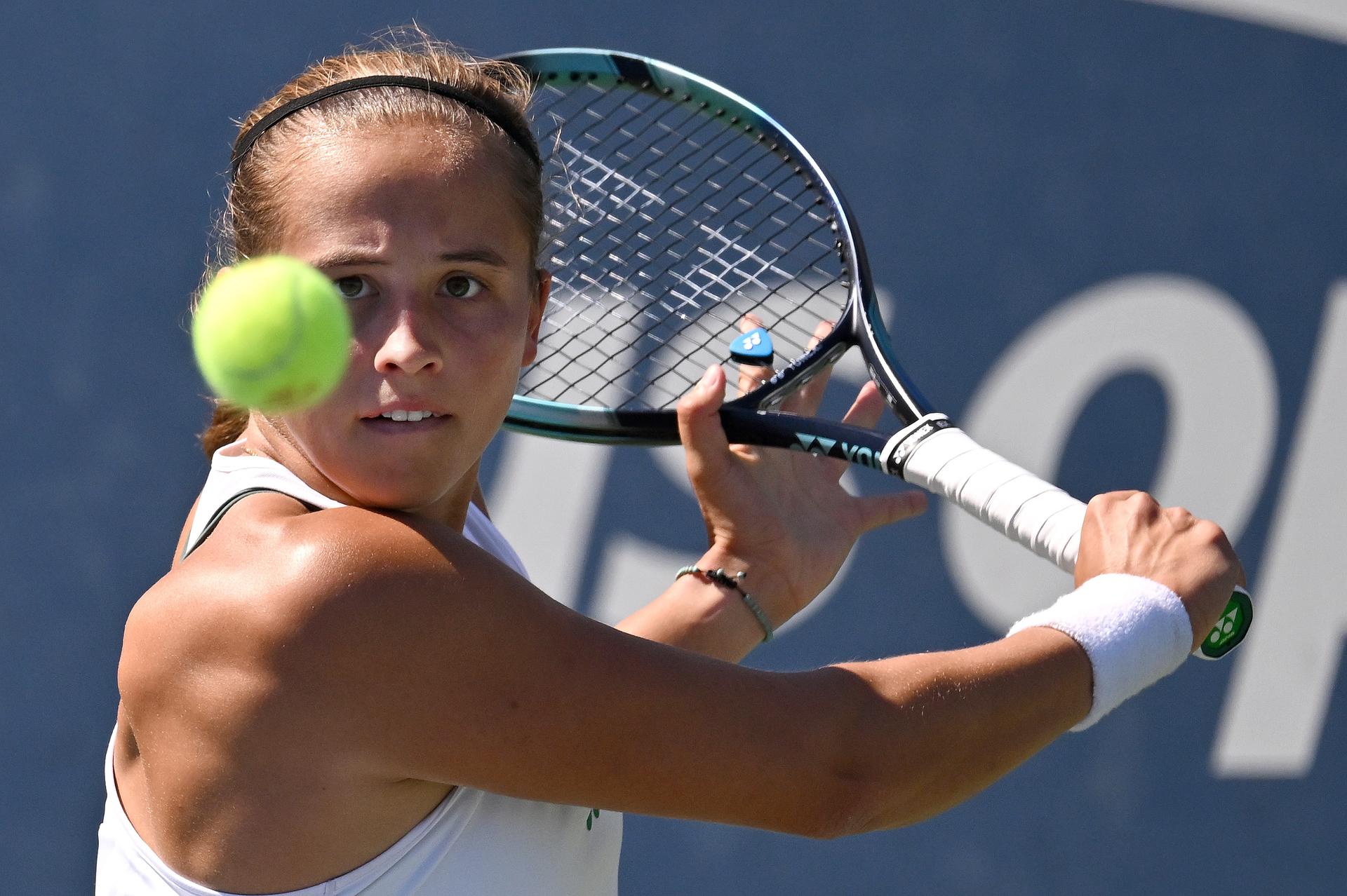 Belgian Hanne Vandewinkel pictured in action during a tennis game against Australian Hon, in the third round of the qualifications for the women's singles of the 2025 US Open Grand Slam tennis tournament in New York City, USA, Friday 22 August 2025. BELGA PHOTO TONY BEHAR