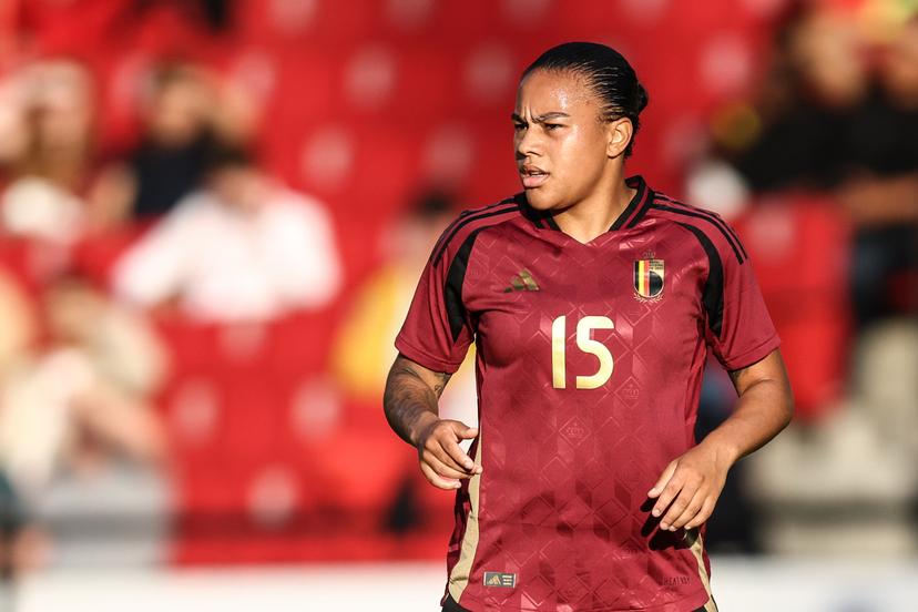 Belgium's Mariam Toloba pictured during a friendly soccer game between the national teams of Belgium (Red Flames) and Greece, on Thursday 26 June 2025 in Brussels. The Flames are preparing for the UEFA Women's Euro 2025 tournament, starting next week. BELGA PHOTO BRUNO FAHY