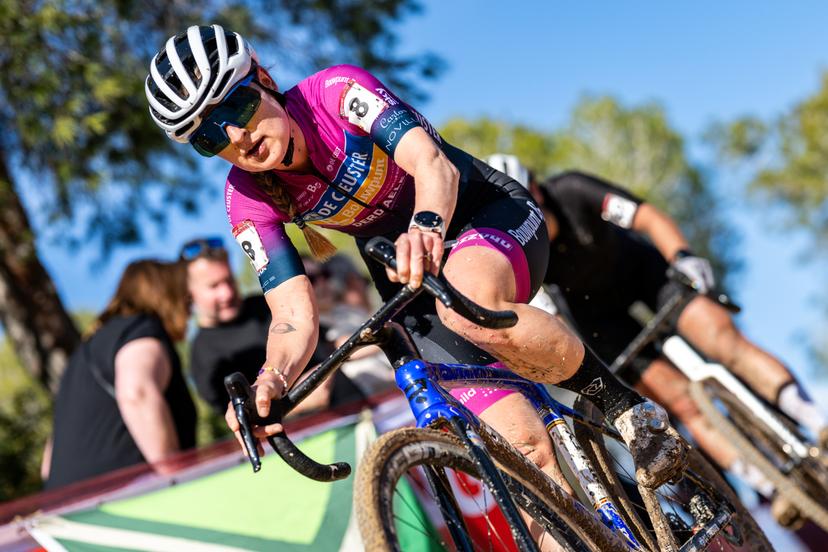 Dutch Denise Betsema pictured in action during the women's Elite race at the cyclocross cycling event in Benidorm, Spain, Sunday 18 January 2026, stage 10/12 in the UCI World Cup competition. BELGA PHOTO DAVID PINTENS
