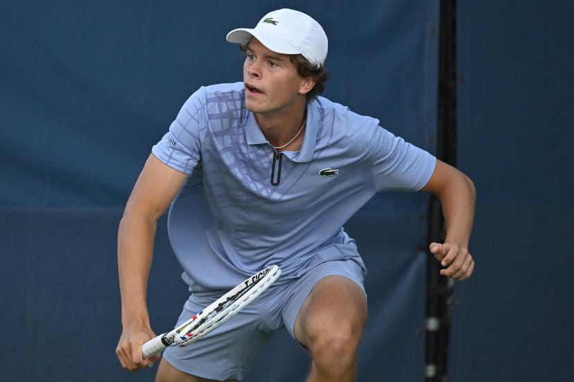Belgian Alexander Blockx pictured in action during a tennis match against Brazilian Reis da Silva, in the first round of the qualifications for the men's signles of 2025 US Open Grand Slam tennis tournament in New York City, USA, Tuesday 19 August 2025. Blockx won 6-1, 6-2. BELGA PHOTO TONY BEHAR