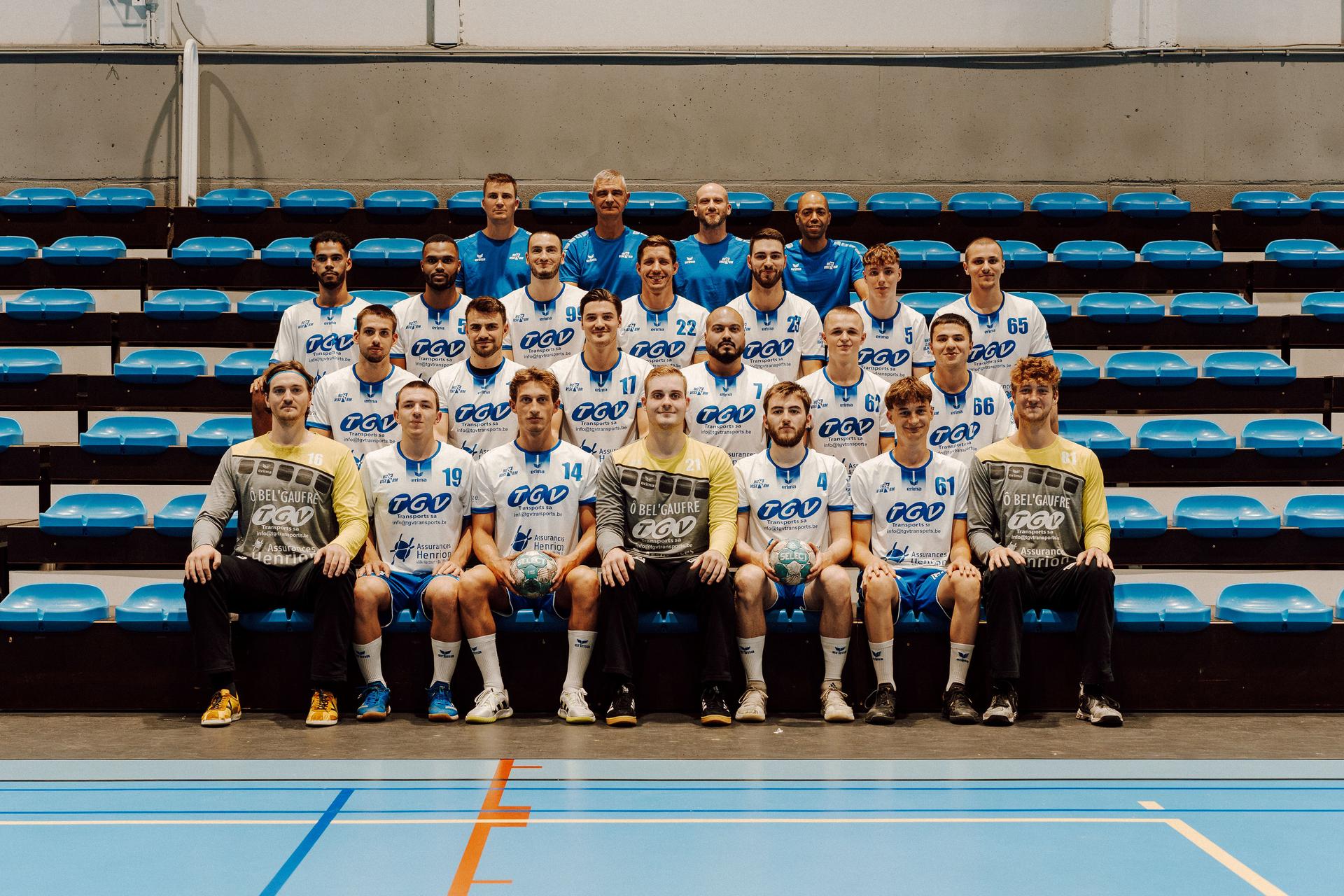 ATTENTION EDITORS - HANDOUT PICTURES - EDITORIAL USE WITH STORY ON HANDBALL ONLY - MANDATORY CREDIT 'HC VISE BM - QUENTIN MOONEN'  Undated handout picture released on Friday 22 September 2023 by handball team HC Vise BM shows their players posing for a team picture.  *** Belga and Belga Editorial Board decline all responsibility regarding the content of this picture. *** BELGA PHOTO HAND OUT HC VISE BM - QUENTIN MOONEN